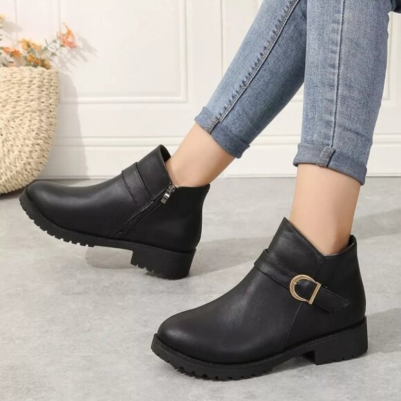 Buckle Accent Ankle Boots - Picture 4 of 10
